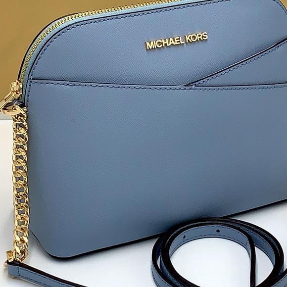 MICHAEL KORS JET SET TRAVEL DOME XCROSS XBODY PALE BLUE COLOR - Picture 9 of 13